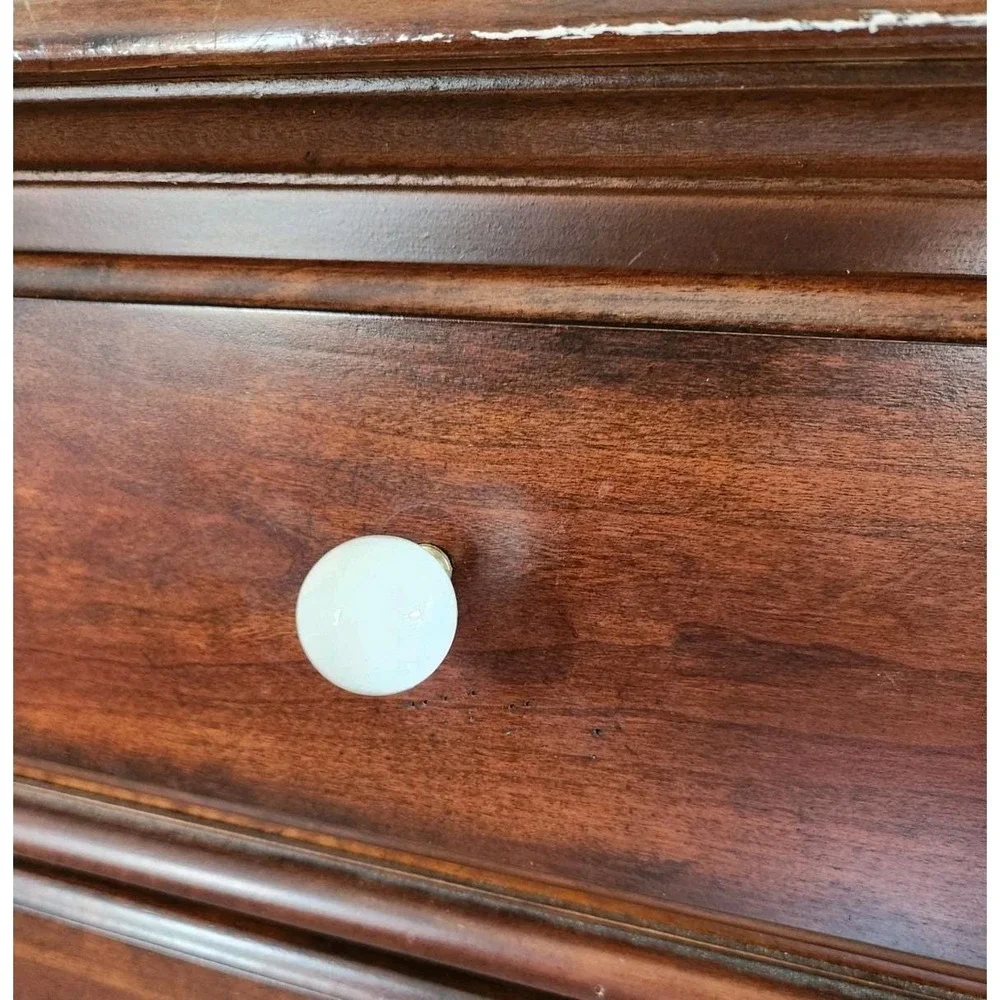 Lot of 6 Amerock 219WHT Allison Vtg Round Knob Dresser Desk Pull Ceramic Handle